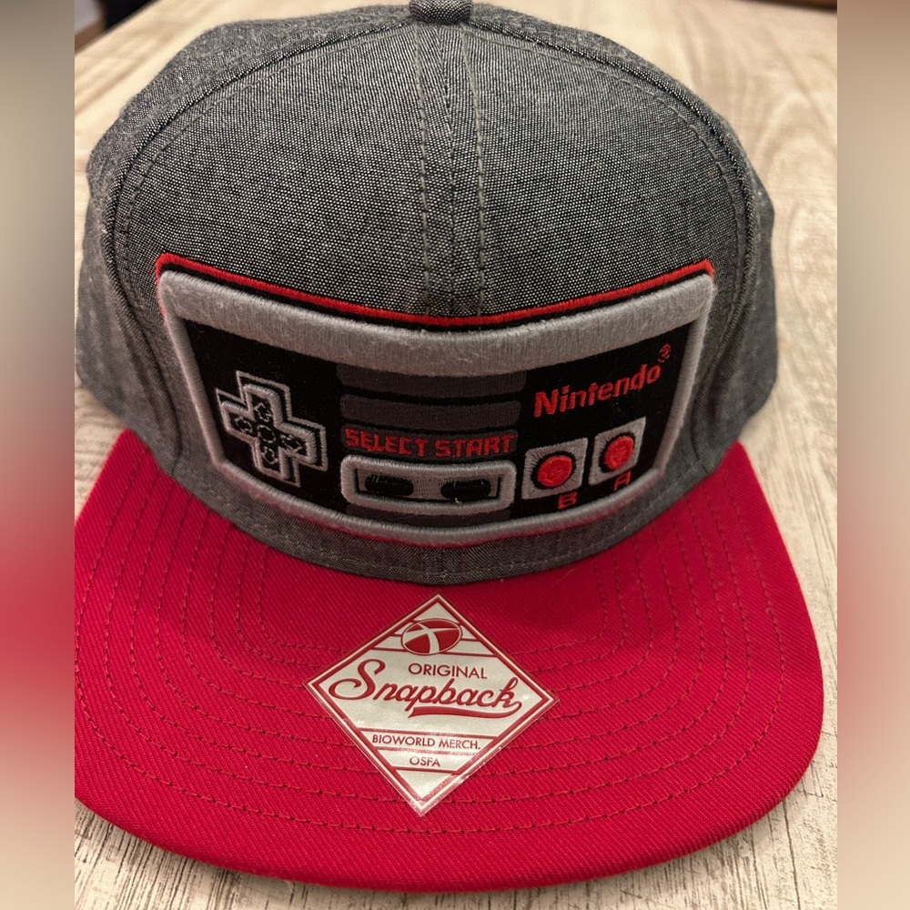 Nintendo Gray and Red Controller Snapback Hat